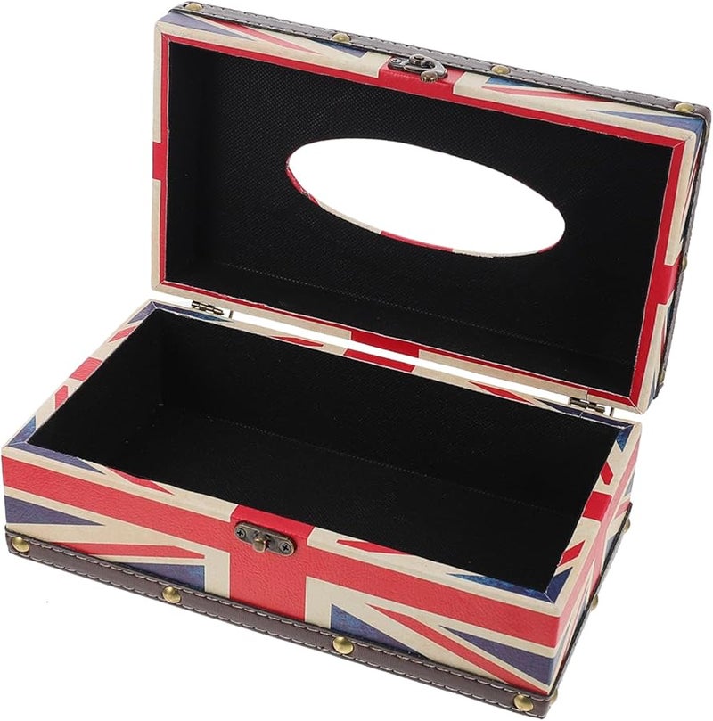 حامل علبة المناديل بعلم الاتحاد بأسلوب رجعي، حاوية تخزين، ديكور أنيق لغرفة المعيشة - Image 1